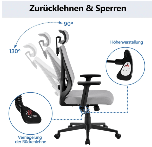 Yaheetech Bürostuhl Ergonomisch 2