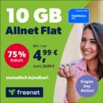 Mtl. kündbar 💥 10GB 5G o2 Allnet-Flat für 4,99€ mtl. (50 MBit/s) - 19,99€ AG!