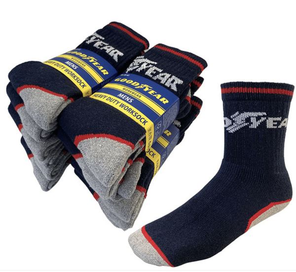 12 Paar Goodyear Working Socks Heavy Duty Arbeitssocken Soft Heel Navy
