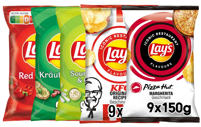 Lay's Kartoffelchips 9x150g z.B. Paprika, Kräuterbutter, KFC, Pizza Hut & mehr!