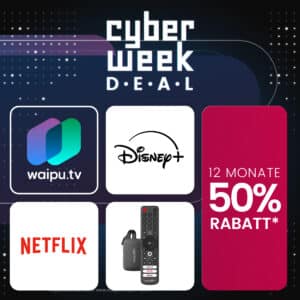 TOP 🍿 50% auf waipu.tv mit Netflix/Disney+ 👉 299 HD-Sender ab 8€ mtl. | Ohne Netflix ab 3,74€ monatlich!