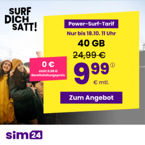 [TOP] sim24📲 im 1&1 Netz (ohne Laufzeit) | z.B. 20GB für 6,99€ mtl. | 40GB für 9,99€ mtl. & mehr