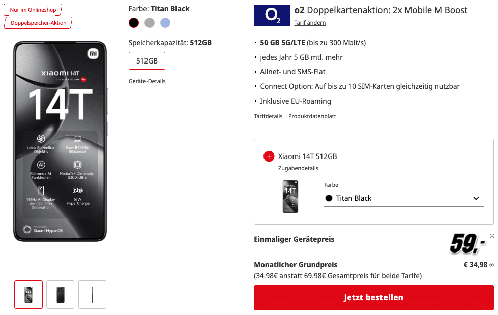 MediaMarkt Doppelkarte: 2x Xiaomi 14T