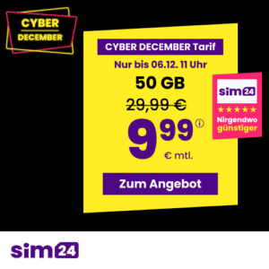 [TOP] sim24📲 im 1&1 Netz (ohne Laufzeit) | z.B. 10GB für 4,99€ mtl. | 50GB für 9,99€ mtl. & mehr