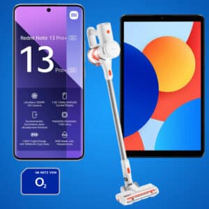 125€ Ersparnis!📱Xiaomi Redmi Note 13 Pro+ mit GRATIS Redmi Pad SE & Xiaomi Staubsauger für 99€ mit 4GB LTE o2 Allnet für 9,99€ mtl.