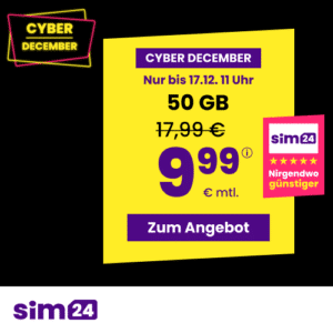 [TOP] sim24📲 im 1&1 Netz (ohne Laufzeit) | z.B. 10GB für 4,99€ mtl. | 50GB für 9,99€ mtl. & mehr