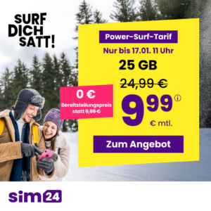 [TOP] sim24📲 im 1&1 Netz (ohne Laufzeit) | z.B. 25GB für 9,99€ mtl. | 50GB für 14,99€ mtl. & mehr