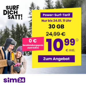 [TOP] sim24📲 im 1&1 Netz (ohne Laufzeit) | z.B. 30GB für 10,99€ mtl. | 15GB für 7,99€ mtl. & mehr