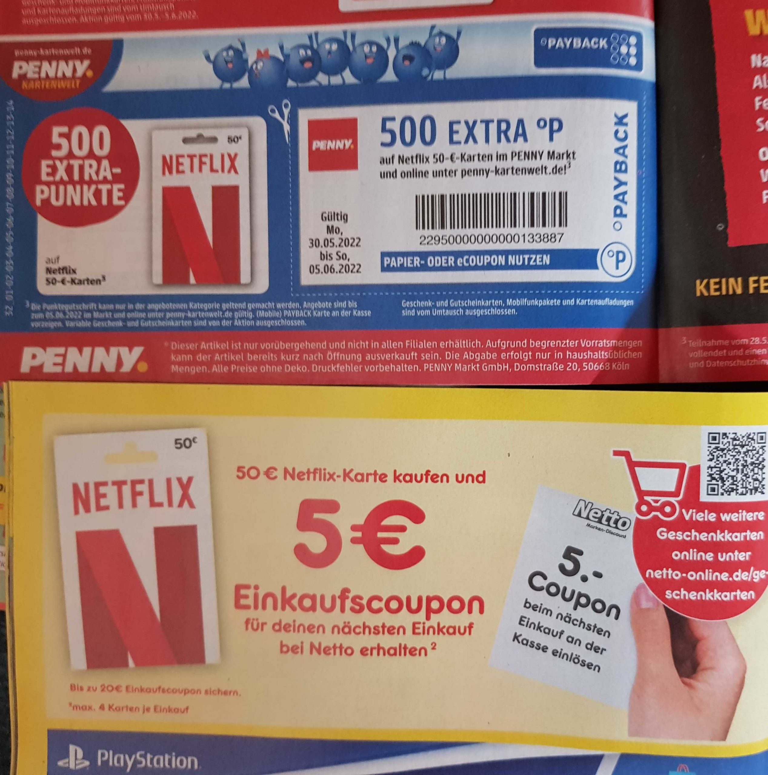 Penny und Netto auf MyTopDeals Guthabenkarten 50€ bei 10% Rabatt - Netflix